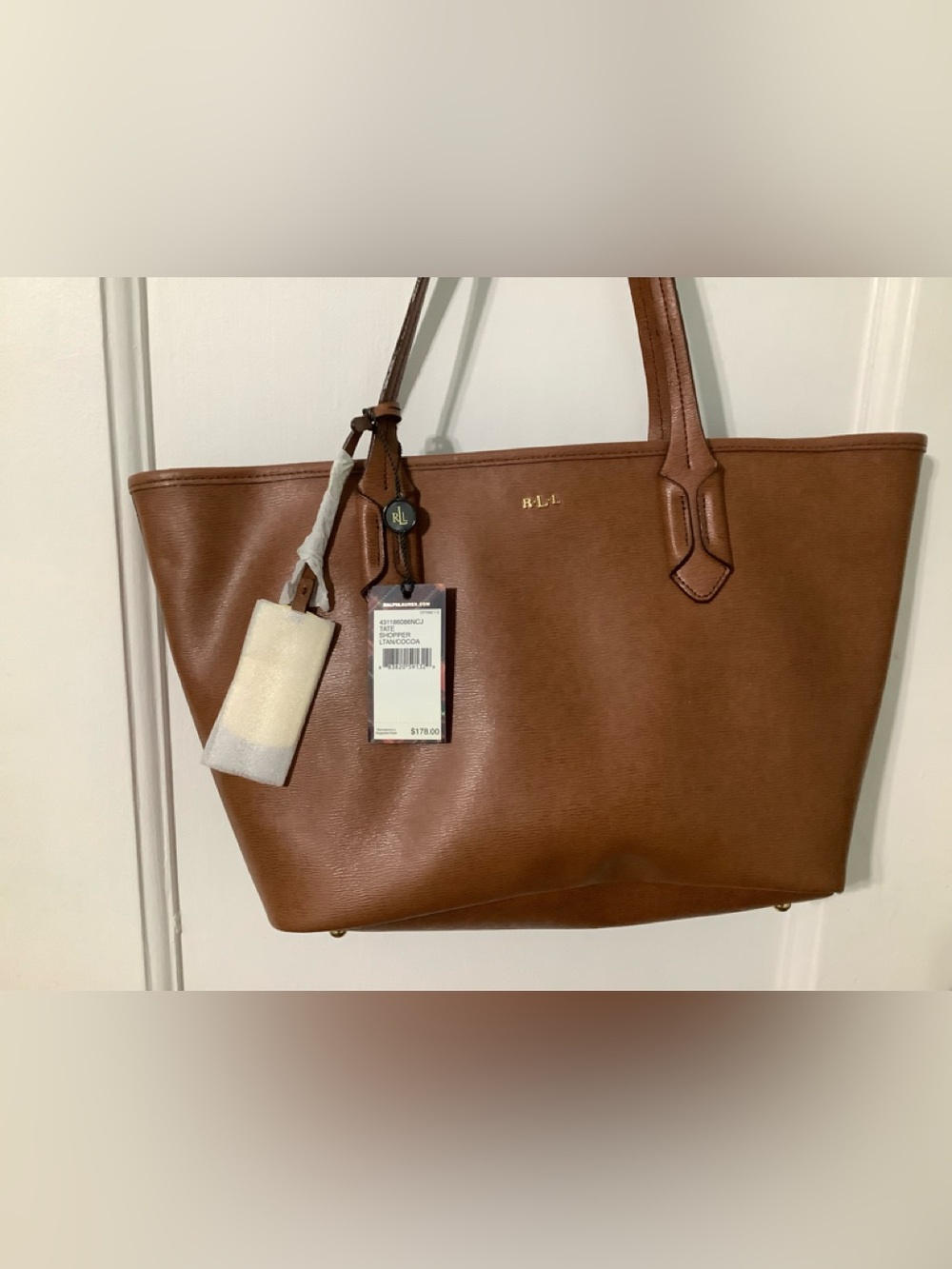 Ralph Lauren Genuine Leather Tote Cognac Brown-NWT